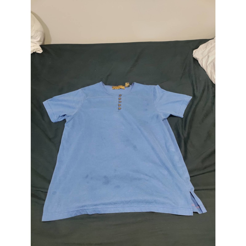 Large Blue Ashley Stewart Henley T-shirt